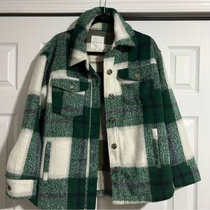 Avec Les Filles Jacket Size L - Green Plaid